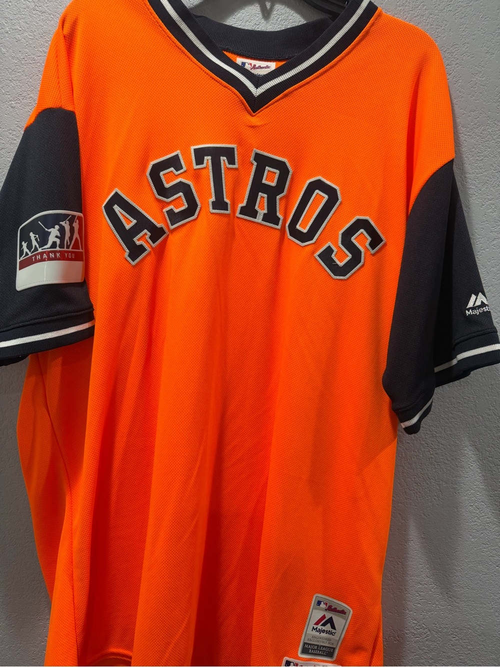 Majestic Orange and Navy 'ASTROS' Short-Sleeve Jersey